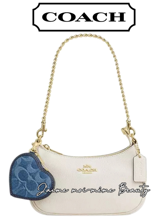 Coach Handbags - Coach Blue Denim Heart Coin Pouch Keychain Bag Charm New Factory Wrapped